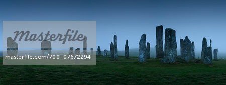 Callanish Standing Stones in fog, Isle of Lewis, Hebrides, Scotland.