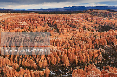Silent City hoodoos, cloudy winter early morning, Bryce Amphitheatre, Bryce Point, Bryce Canyon National Park, Utah, United States of America, North America