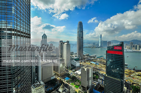 Hong Kong Bank View on Habour bay taken from Skysraper China