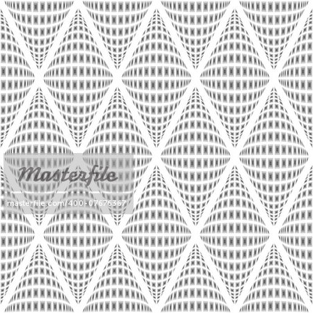 Design seamless monochrome warped diamond pattern. Abstract convex textured background. Vector art. No gradient