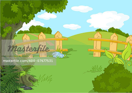 Illustration of rural idyllic landscape