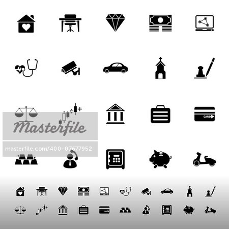Insurance related icons on white background, stock vector