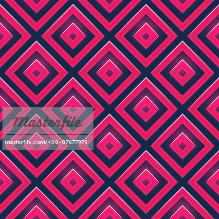 Seamless vector pattern with pink glossy squares. Retro pattern of geometric shapes.
