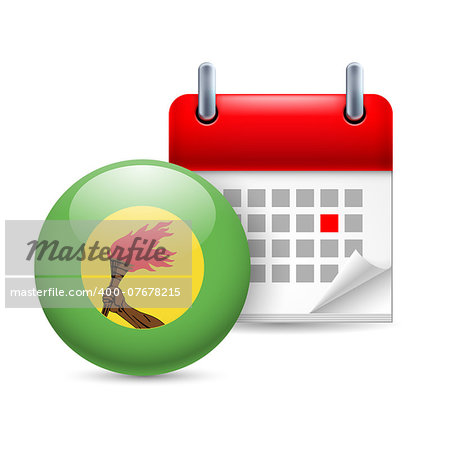 Calendar and round flag icon. National holiday in Zaire