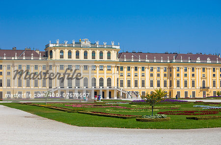 VIENNA, AUSTRIA - AUGUST 4, 2013: Schonbrunn Palace royal residence on August 4, 2013 in Vienna, Austria.