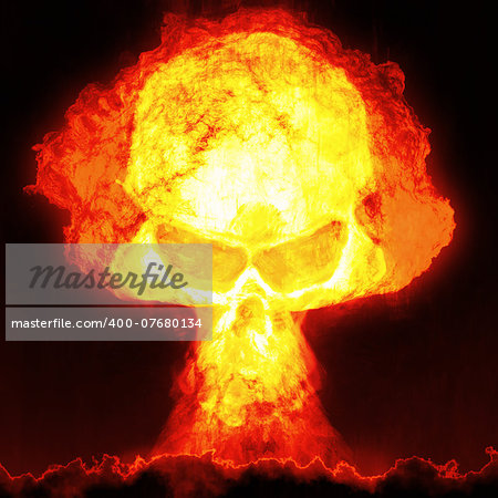 An image of a nuclear bomb with a skull