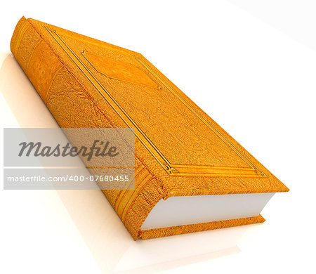 The leather book on a white background