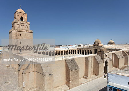 Arab mosque on a background blue sky in tunisia