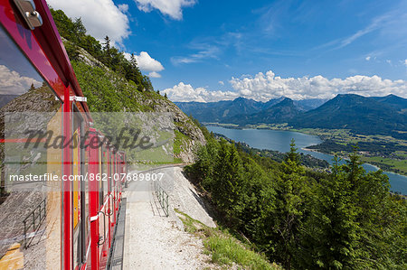 Austria, Osterreich, Salzburg, Flachgau. Wolfgangsee lake. St Wolfgang. Rack railway.