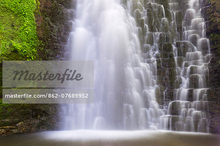United Kingdom, England, North Yorkshire, Whitby, Sneaton Forest. Falling Foss Waterfall.