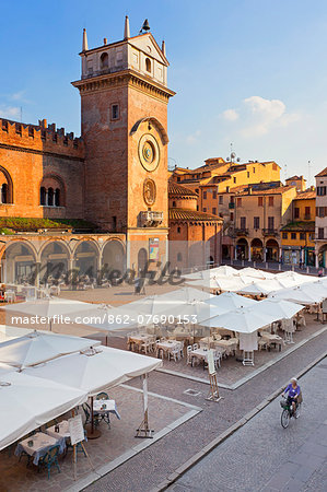 Italy, Lombardy, Mantova district, Mantua, Piazza delle Erbe and Torre dell'Orologio