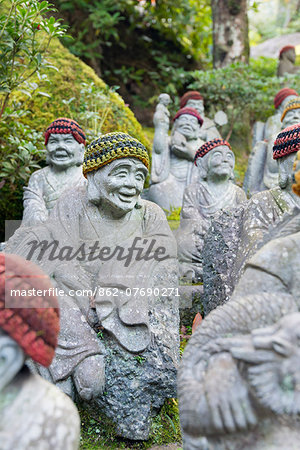 Asia, Japan, Honshu, Hiroshima prefecture, Miyajima Island, statues in Daisho in temple