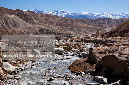 Nepal, Mustang, Lo Manthang. The Choesar valley, just north east of Lo Manthang, capital city of the Kingdom of Mustang.