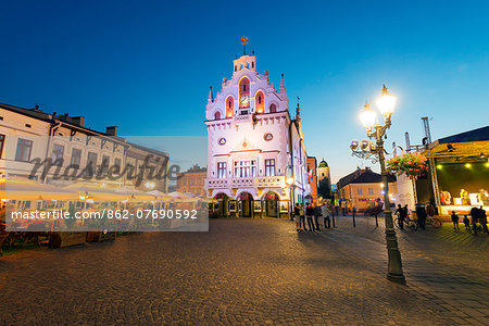 Europe, Poland, Rzeszow, rynek town square, Neo-Gothic style town hall