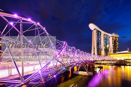 South East Asia, Singapore, Marina Bay Sands and Helix bridge South East Asia, Singapore, Marina Bay Sands and Helix bridge