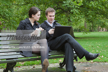 Man and woman on lunch break