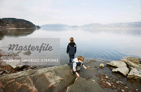 2 boys at lake