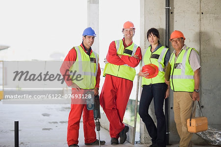 Group of building workers