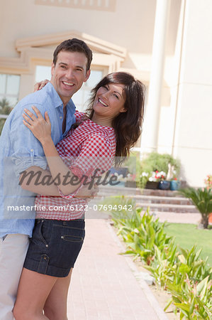 Happy couple in garden