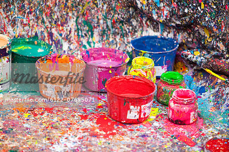 Splattered paint and pots, San Telmo, Buenos Aires, Argentina