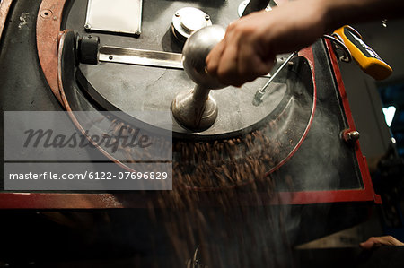 Coffee beans in coffee grinder