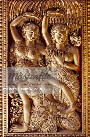 Golden relief at Luang Prabang, Laos