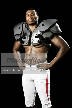 American football player wearing shoulder padding