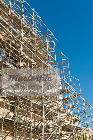 Scaffolding in the Almudaina, Ibiza Castle, Old Town, Dalt Vila, Eivissa, Ibiza, Balearic Islands, Spain, Mediterranean, Europe