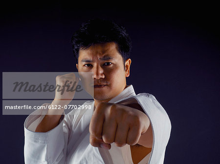 Man practicing martial arts