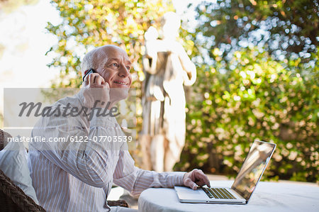Businessman talking on cell phone