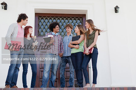 Students talking on campus