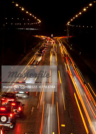 Time-lapse view of traffic at night