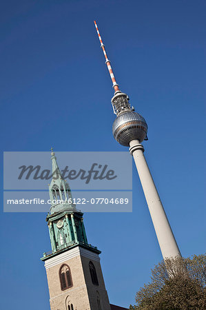 Air traffic control tower in blue sky