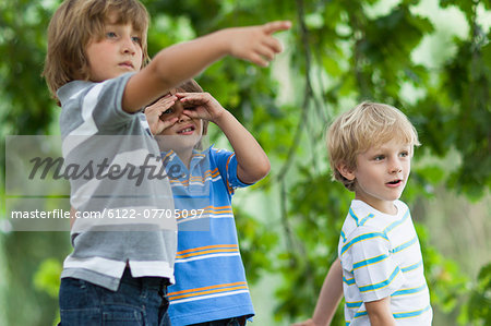 Boys playing together outdoors