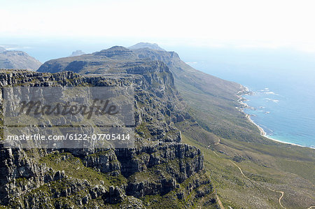 Aerial view of rocky coastal cliffs