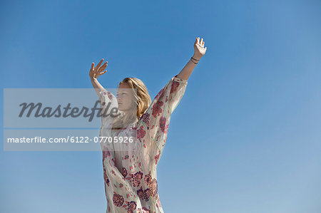 Woman stretching outdoors