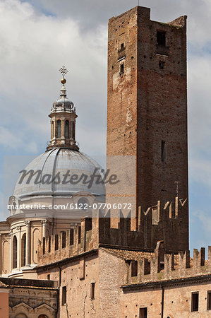 Ornate dome and tower in town square