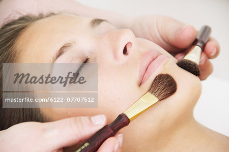 Close up of woman having facial in spa