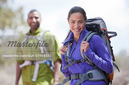 Portrait of mature female and her boyfriend hiking, Sedona, Arizona, USA