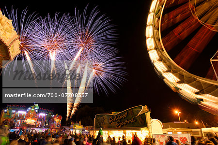 Fireworks at Public Festival at Night, Neumarkt in der Oberpfalz, Upper Palatinate, Bavaria, Germany
