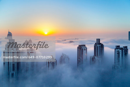 Downtown Dubai at dawn, United Arab Emirates