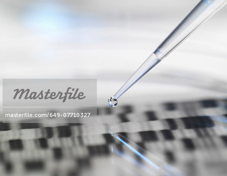 Pipette and petri dish with autoradiogram