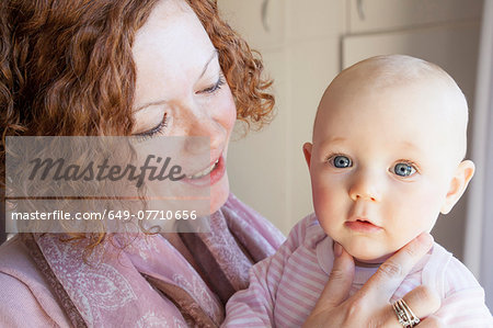 Portrait baby girl and mid adult mother