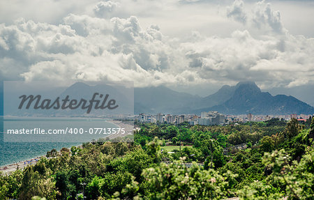 Panoramic view of Antalya city. It is biggest international sea resort in Turkey