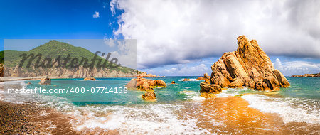 Beach scenic panoramic view in Costa Paradiso, Sardinia, Italy