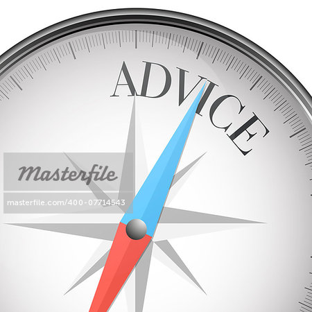 detailed illustration of a compass with advice text, eps10 vector