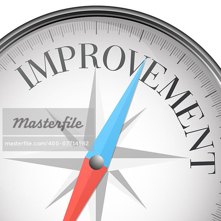 detailed illustration of a compass with improvement text, eps10 vector