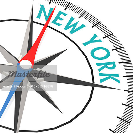 Compass with New York word