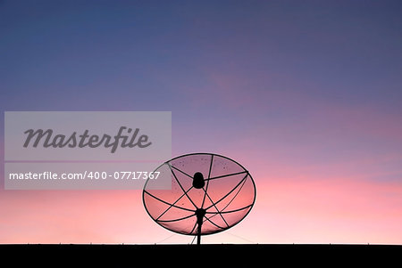 A silhouette satellite dish with beautiful background
