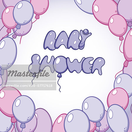 Template with balloons for baby shower card
